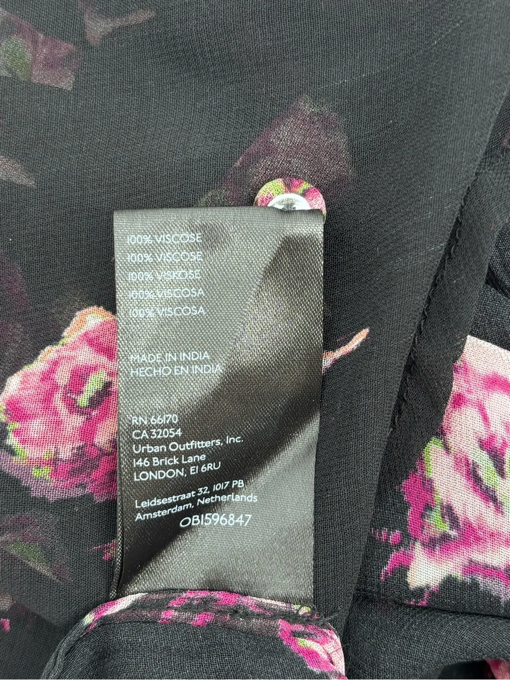 Anthropologie Black Floral Sheer Button-Front Blouse - Picture 9 of 11